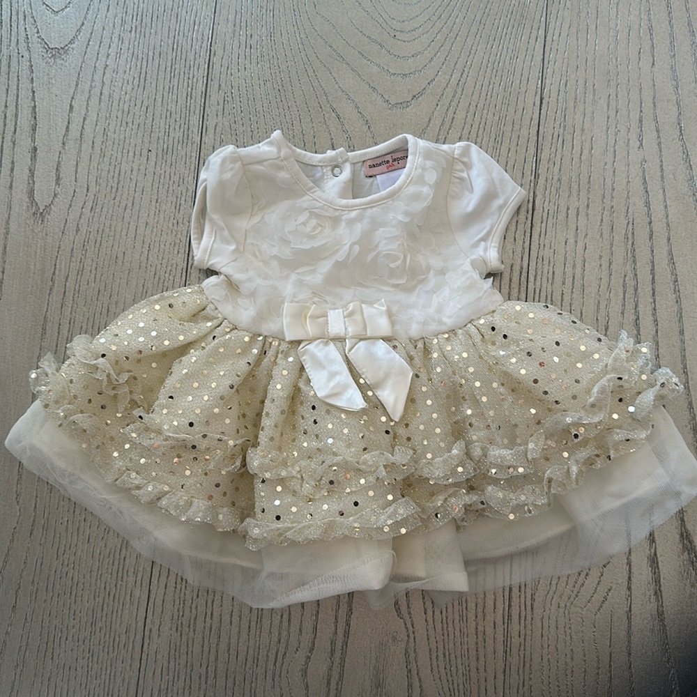 Nanette Lepore Tulle Sequin Ivory Baby Dress